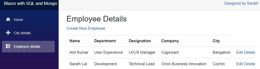 Employee details